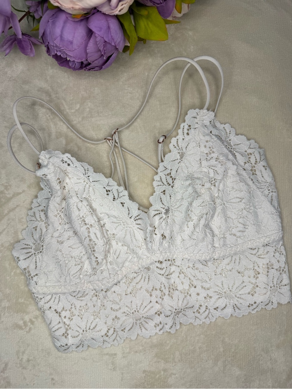 Victoria’s Secret PINK White Floral Lace Bralette
